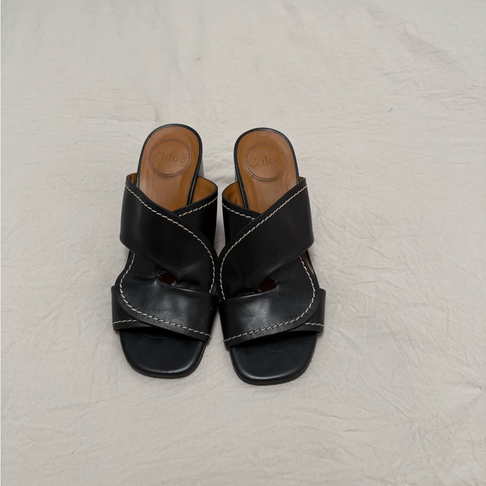 Chloe Black Leather Mules